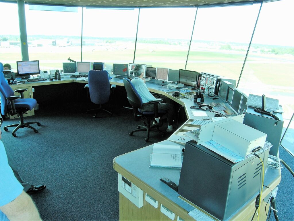 aviation furniture installed in air traffic control tower