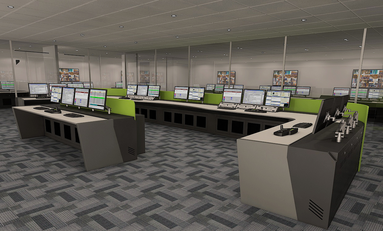 Commander Desk System visualisation within control room