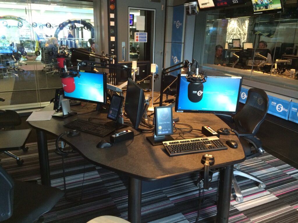 BBC Radio 5 Live bespoke radio studio desk