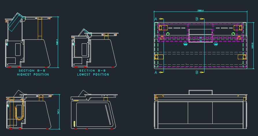 Control console technical drawing